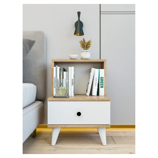 Montenero Marbella Komodin 1 Çekmeceli Açık Raflı Kitaplıklı Yatak Odası 45x65 Cm - Görsel 2