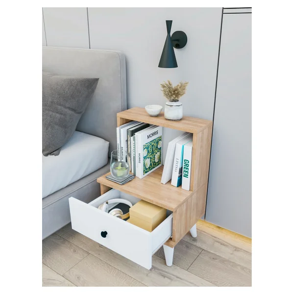Montenero Marbella Komodin 1 Çekmeceli Açık Raflı Kitaplıklı Yatak Odası 45x65 Cm - Görsel 3