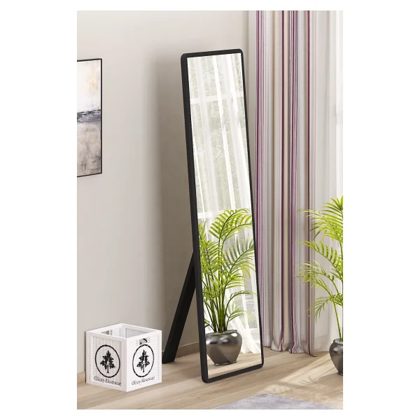 Düz Dikdörtgen 150x43 Cm Ayaklı Salon Antre Çocuk Odası Banyo Wc Yatak Odası Boy Aynası - Ahşap - 150 X 43 Cm - Görsel 3
