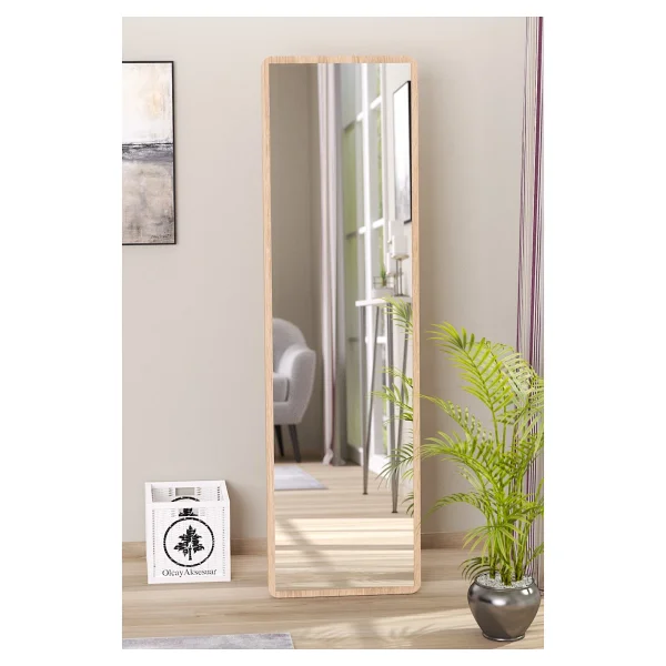 Düz Dikdörtgen 150x43 Cm Ayaklı Salon Antre Çocuk Odası Banyo Wc Yatak Odası Boy Aynası - Ahşap - 150 X 43 Cm - Görsel 2