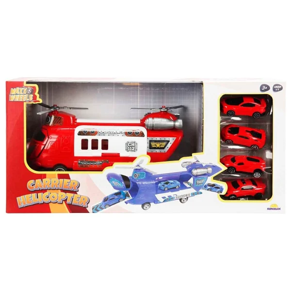 Maxx Wheels 4 Arabalı Taşıyıcı Helikopter - Polis Helikopteri - Görsel 5