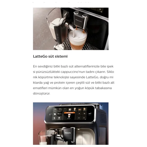 Philips Yeni Seri 15 Bar Lattego Tam Otomatik Kahve Ve Espresso Makinesi 1.8 L , 12 Kahve - Görsel 6