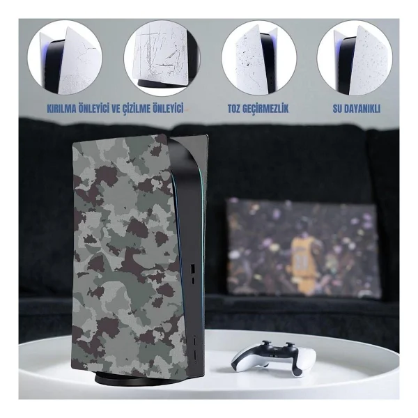 Cosmostech PS5 Dijital Surum Uyumlu - Army Kamuflaj Desenli Konsol Faceplate Shell Covers Kapaklari - Görsel 5