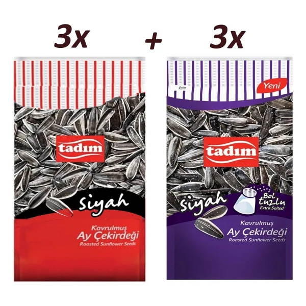 Tadım Kavrulmuş Taze Siyah Çekirdek Bol Tuzlu, Tuzsuz Karma Paket (180 Gr.) 3'er Adet Yeni Mahsul - Görsel 4