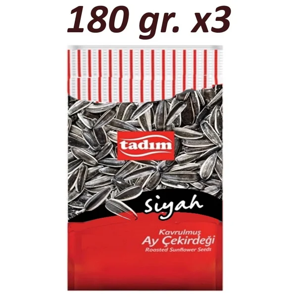 Tadım Kavrulmuş Taze Siyah Çekirdek Bol Tuzlu, Tuzsuz Karma Paket (180 Gr.) 3'er Adet Yeni Mahsul - Görsel 2