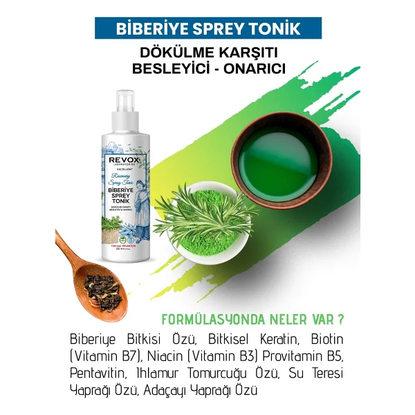 Revox Biberiye Bitki Özlü Durulanmayan Saç Bakım Toniği 2 Adet - Görsel 3