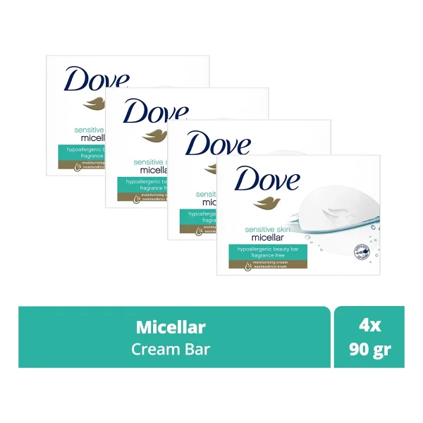 Dove Sensitive Skin Micellar Cream Bar 90 Gr 4 Adet Nemlendirici Sabun - Görsel 6