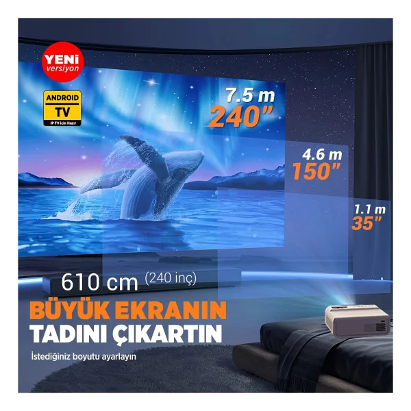 Vankyo Sunspark 500w 9000 Lümen Wi-Fi Android Projeksiyon Cihazı - Görsel 5