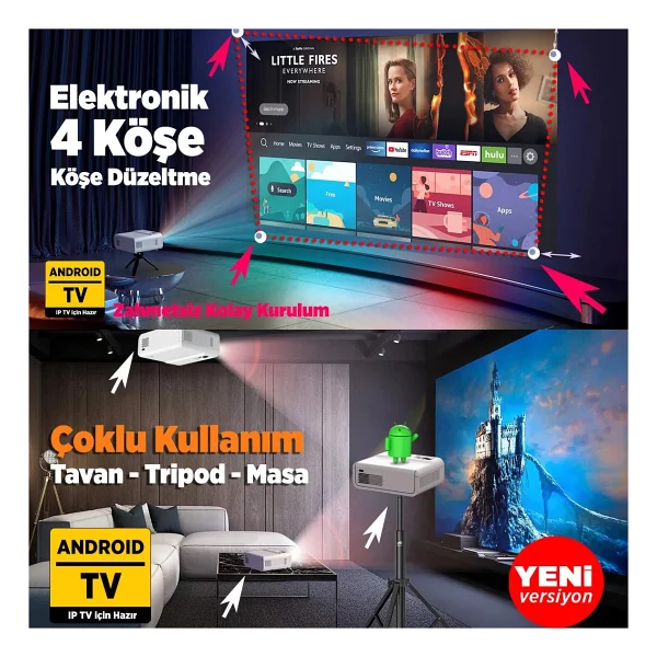 Vankyo Sunspark 500w 9000 Lümen Wi-Fi Android Projeksiyon Cihazı - Görsel 6