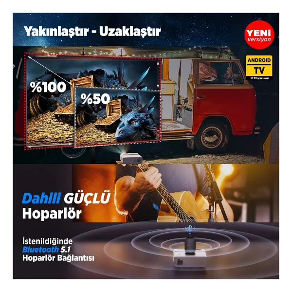 Vankyo Sunspark 500w 9000 Lümen Wi-Fi Android Projeksiyon Cihazı - Görsel 8