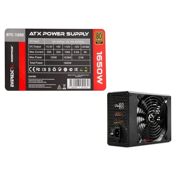 Rampage Btc-1650 1650w Bitcoin Power Supply - Görsel 3