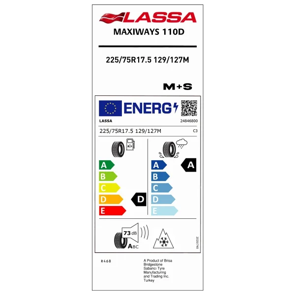Lassa Maxiways 110d 225/75 R17.5 129/127m Yaz Lastiği - Görsel 2