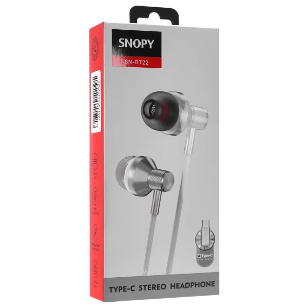 Snopy Sn-Bt22 Siyah Type-C Kablolu Kulak İçi Kulaklık - Görsel 5