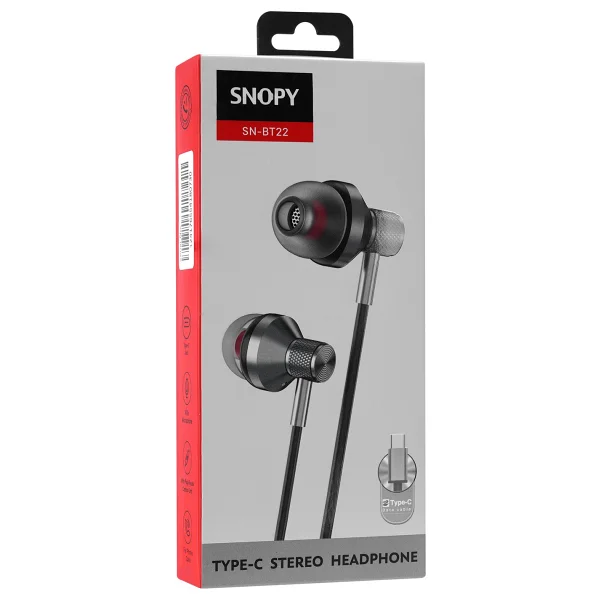 Snopy Sn-Bt22 Siyah Type-C Kablolu Kulak İçi Kulaklık - Görsel 2