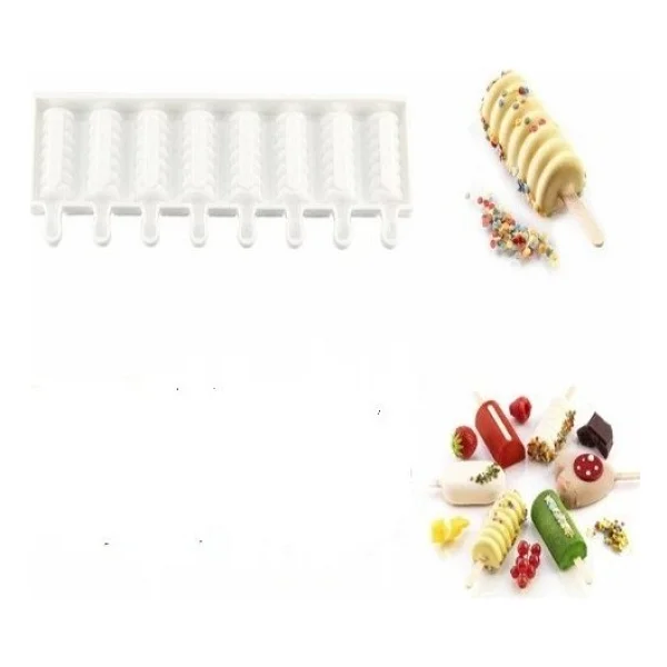 Pasta Cumhuriyeti Twister Silikon Dondurma Kalıbı 8 Bölmeli 50 Adet Çubuk Hediyeli - Görsel 4