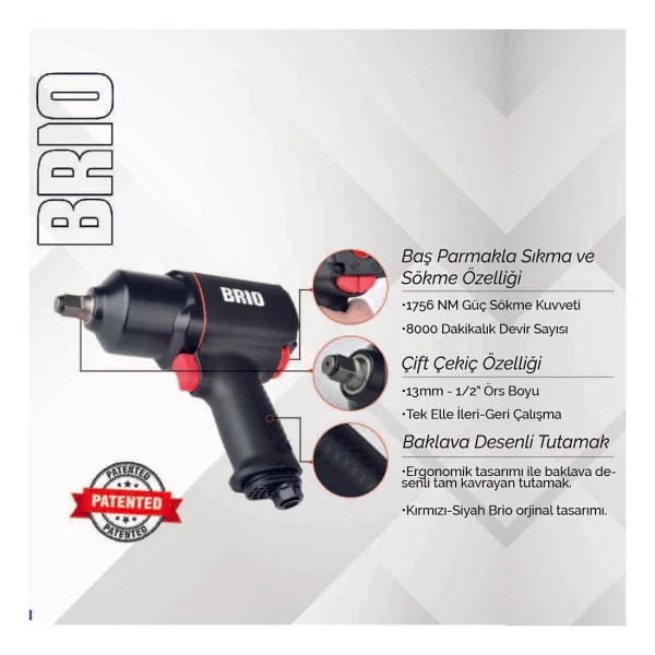 Brio 1404-Bp121400 1/2" Havalı Somun Sökme Makinesi - Görsel 3