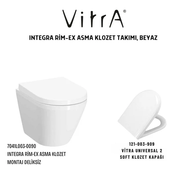 Vitra 7041l003-0090 Integra Round 54 Cm Rim-Ex Beyaz Asma Klozet - Görsel 3