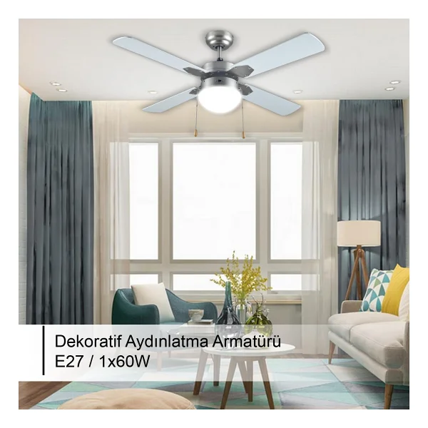 Rubenis Rbt424 Slv Gümüş Aydınlatmalı Tavan Vantilatörü - Görsel 4