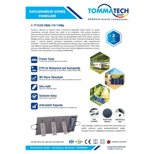 Tommatech Tt-Flex-Bag-110 110 Wp Katlanabilir Güneş Paneli - Görsel 6
