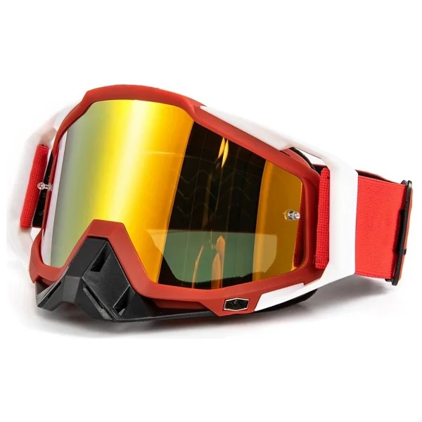 MOTOANL Motosiklet Motocross Gözlük Polikarbonat Lens Profesyonel Mx Atv Enduro Mtb Kross Gözlük Red-white