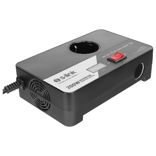 S-link SL-200W-V 200W DC 12V - AC 230V Çakmaktan Power Inverter - Görsel 2
