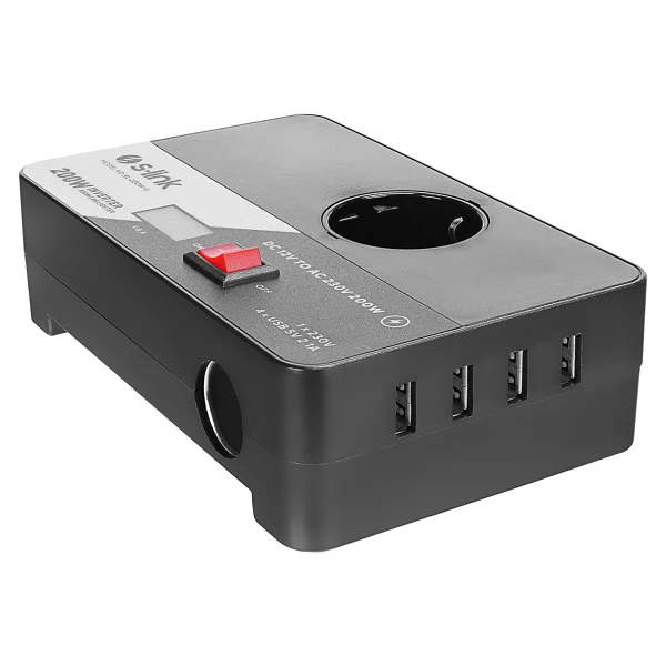 S-link SL-200W-V 200W DC 12V - AC 230V Çakmaktan Power Inverter - Görsel 3