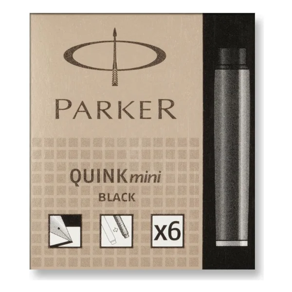 Parker Quink Kısa Dolma Kalem Kartuşu 6'lı Siyah S0767220 - Görsel 2