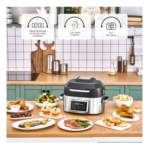 Karaca Gastro Grill 6 Lt Izgaralı Yağsız Fritöz - Görsel 4