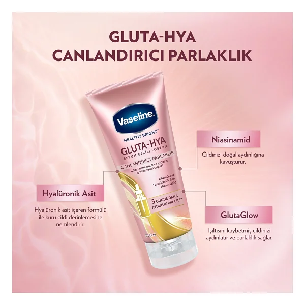 Vaseline Gluta Hya Serum Etkili Canlandırıcı Parlaklık Vücut Losyonu 200 Ml - Görsel 7