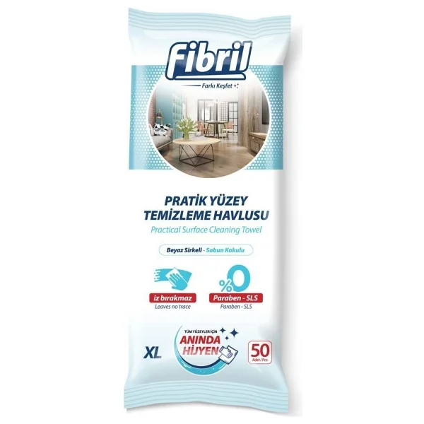 Fibril Beyaz Sabun Kokulu Yüzey Temizlik Havlusu XL 50 Yaprak 24'lü - Görsel 3