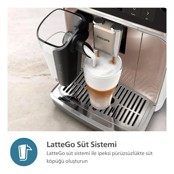 Philips Soğuk Sıcak Tüm Kahveler 20 Farklı Kahve Çeşidi Silentbrew Teknolojisi İle %40 Daha Sessiz Tam Otomatik Kahve Makinesi+ Tchibo Kahve Ve Lambader Hediye - Beyaz - Görsel 10