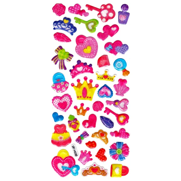 Limmy Işıltılı Sticker Kabartmalı Stiker Defter Planlayıcı Etiket (Dfh030)-18x9cm- Kilit Taç - Görsel 2