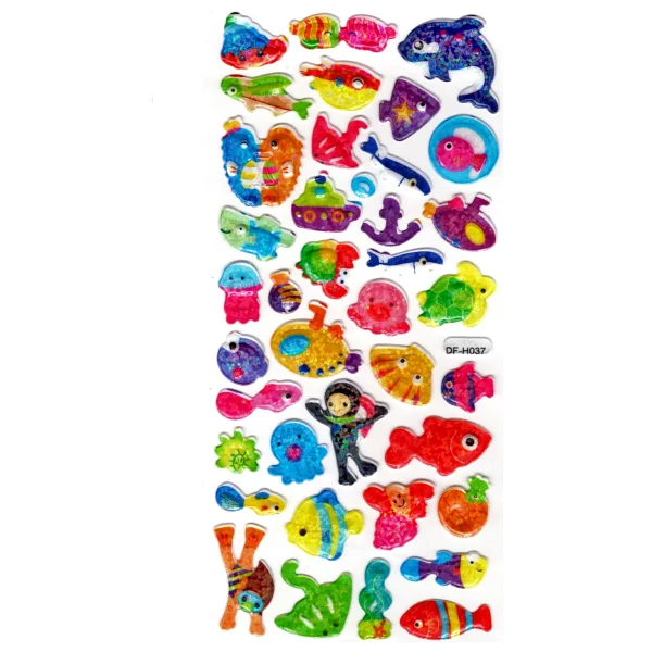 Limmy Işıltılı Sticker Kabartmalı Stiker Defter Planlayıcı Etiket (Dfh037)-18x9cm- Balık Dalgıç - Görsel 3