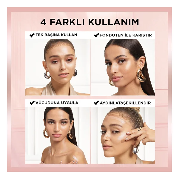 L'oreal Paris Glotion All In One Doğal Işıltı Veren 903 Medium Glow Likit Highlighter - Görsel 4