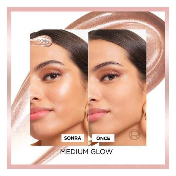 L'oreal Paris Glotion All In One Doğal Işıltı Veren 903 Medium Glow Likit Highlighter - Görsel 6