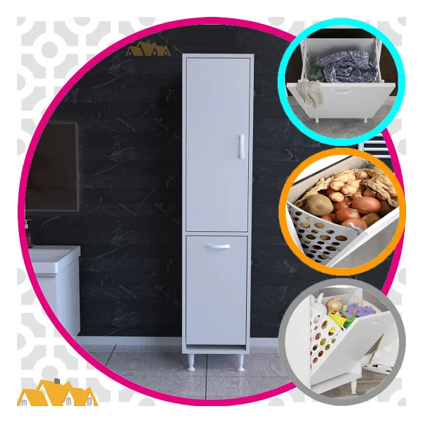 Modilayn Soke 45 X 75 X 32,5 Cm Kirli Camasir Sepetli Banyo Dolabi - Görsel 7