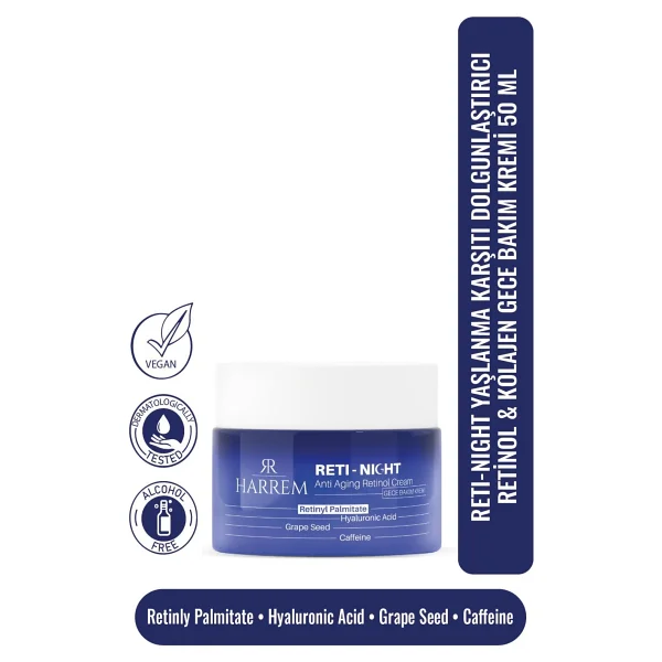 Harrem Reti-Night Retinol & Kolajen Yaşlanma Karşıtı Dolgunlaştırıcı 50 Ml Gece Kremi - Görsel 6