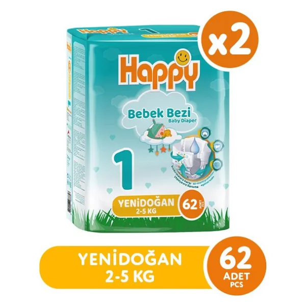 Happy 1 Numara Yenidoğan 124'lü Bebek Bezi - Görsel 2