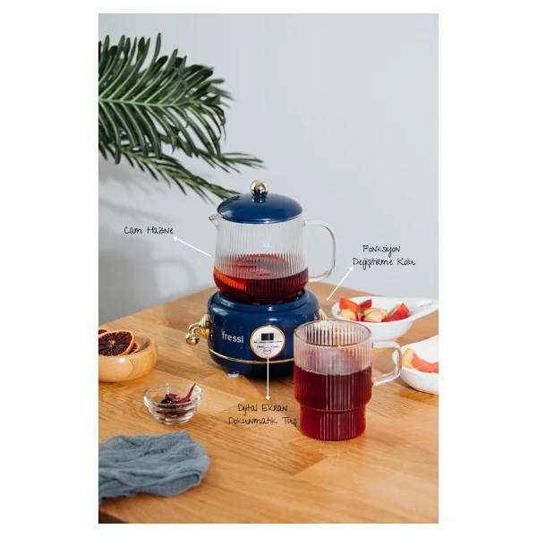 Fressi Eiffel Ysb-Gc02 0.6 Lt Retro Lacivert Cam Kettle - Görsel 4