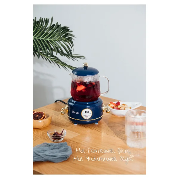 Fressi Eiffel Ysb-Gc02 0.6 Lt Retro Lacivert Cam Kettle - Görsel 8