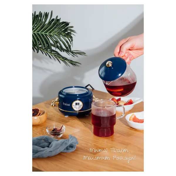 Fressi Eiffel Ysb-Gc02 0.6 Lt Retro Lacivert Cam Kettle - Görsel 3