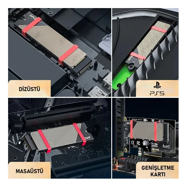 Jeyı Co- Graphene Dizüstü Masaüstü M.2 Nvme M.2 Sata SSD Soğutucu Heatsink - Görsel 9