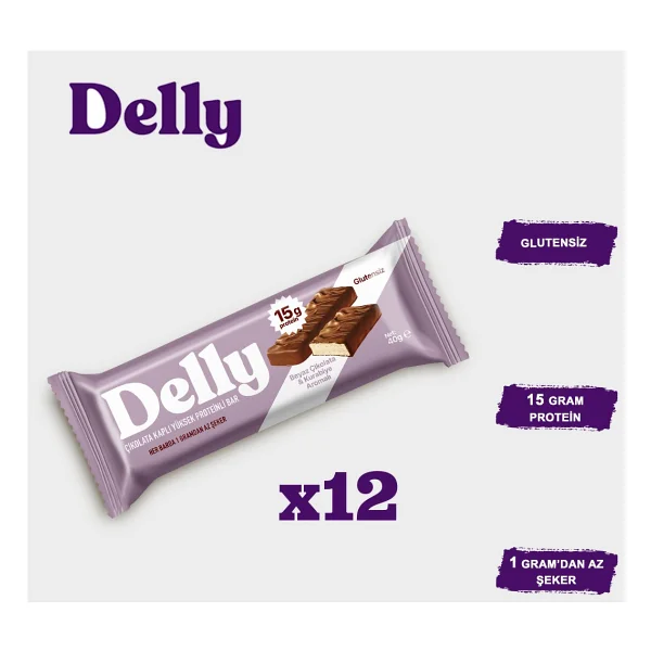 Delly Beyaz Çikolata Ve Kurabiyeli 40 Gr 12'li Protein Bar - Görsel 4