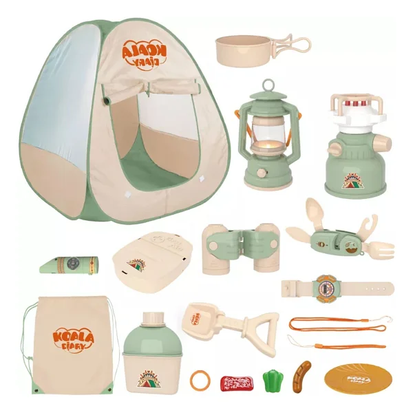 Learning Fun 13 Parça Işıklı Çadırlı Kamp Eşyaları Seti Oyuncak Oyun Seti Çocuk Oyun Çadırı - Görsel 2