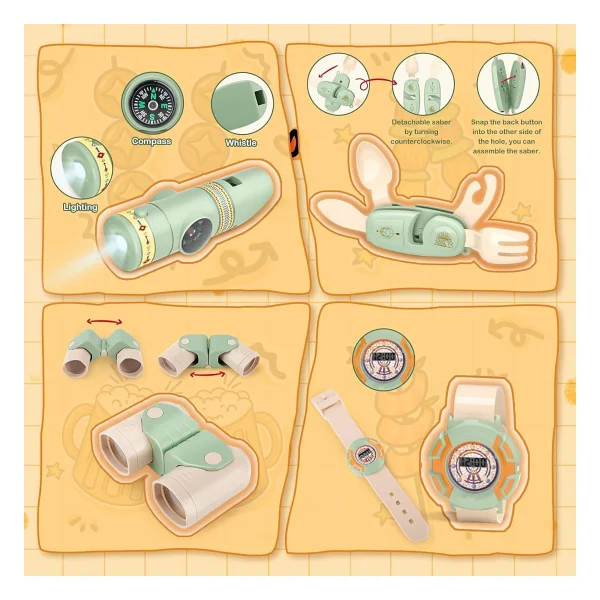 Learning Fun 13 Parça Işıklı Çadırlı Kamp Eşyaları Seti Oyuncak Oyun Seti Çocuk Oyun Çadırı - Görsel 4
