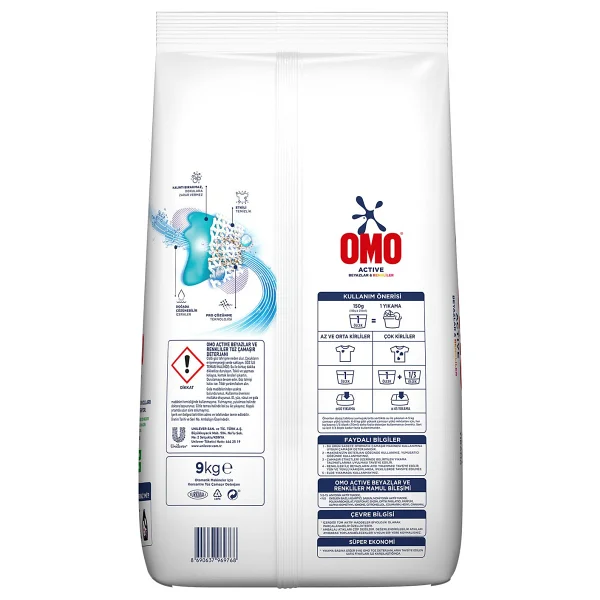 Omo Active Beyazlar Ve Renkliler İçin 9 Kg Toz Deterjan - Görsel 9