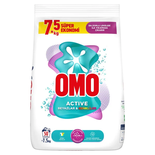Omo Active Beyazlar Ve Renkliler İçin 7.5 Kg Toz Deterjan - Görsel 3