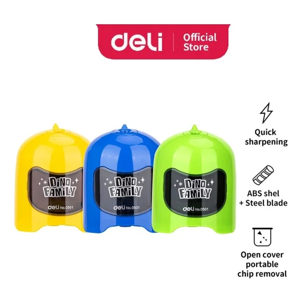 Deli Deli 0501 Dino Family Pilli Masa Üstü Kalemtraş - Görsel 3