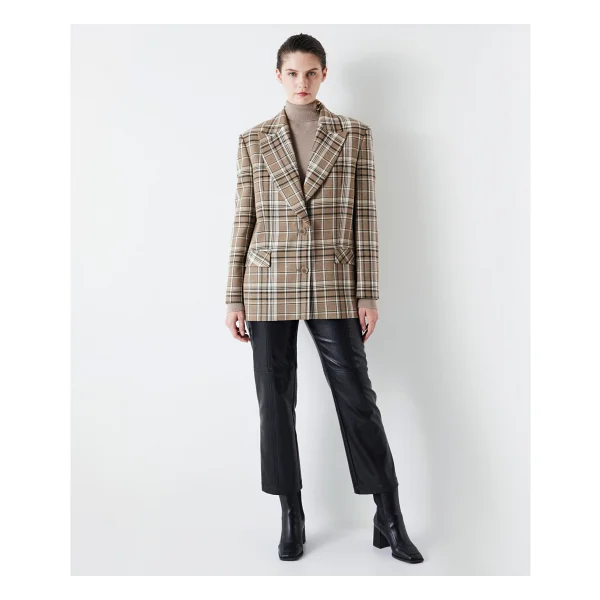 İpekyol Ekose Desen Blazer - Bej - 40 - Görsel 4