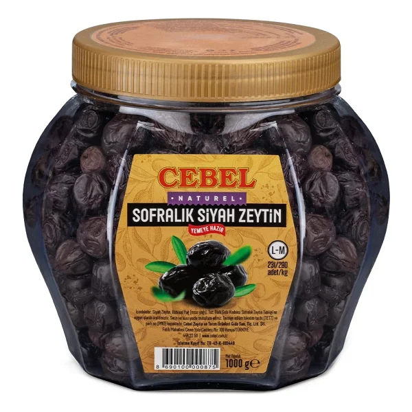 Cebel Lezzet Paketi Cebel Siyah Zeytin 1000 Gr Pet (Çok Iri) (L-M 231-290) (2 Adet 1000 Gr) - 2 Kg - Görsel 2